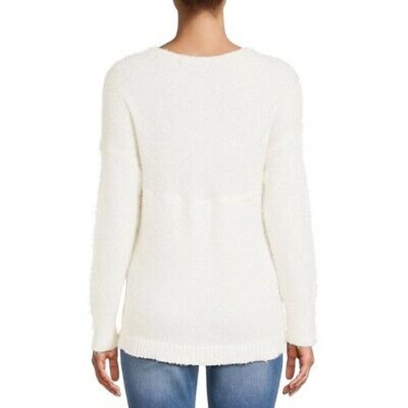 INNER CIRCLE Soft Fuzzy Wrap Sweater White, Med - Picture 3 of 9
